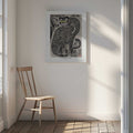 Talismanic Tiger (20th Century) Vintage Japanese Painting With Boarder, arte de Vintage Japanese