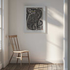 Talismanic Tiger (20th Century) Vintage Japanese Painting With Boarder, arte de Vintage Japanese