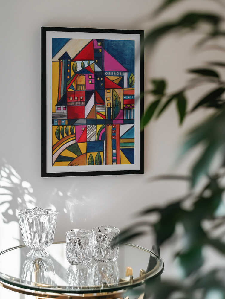 Vibrant Geometric Town, arte de Aniko Hencz