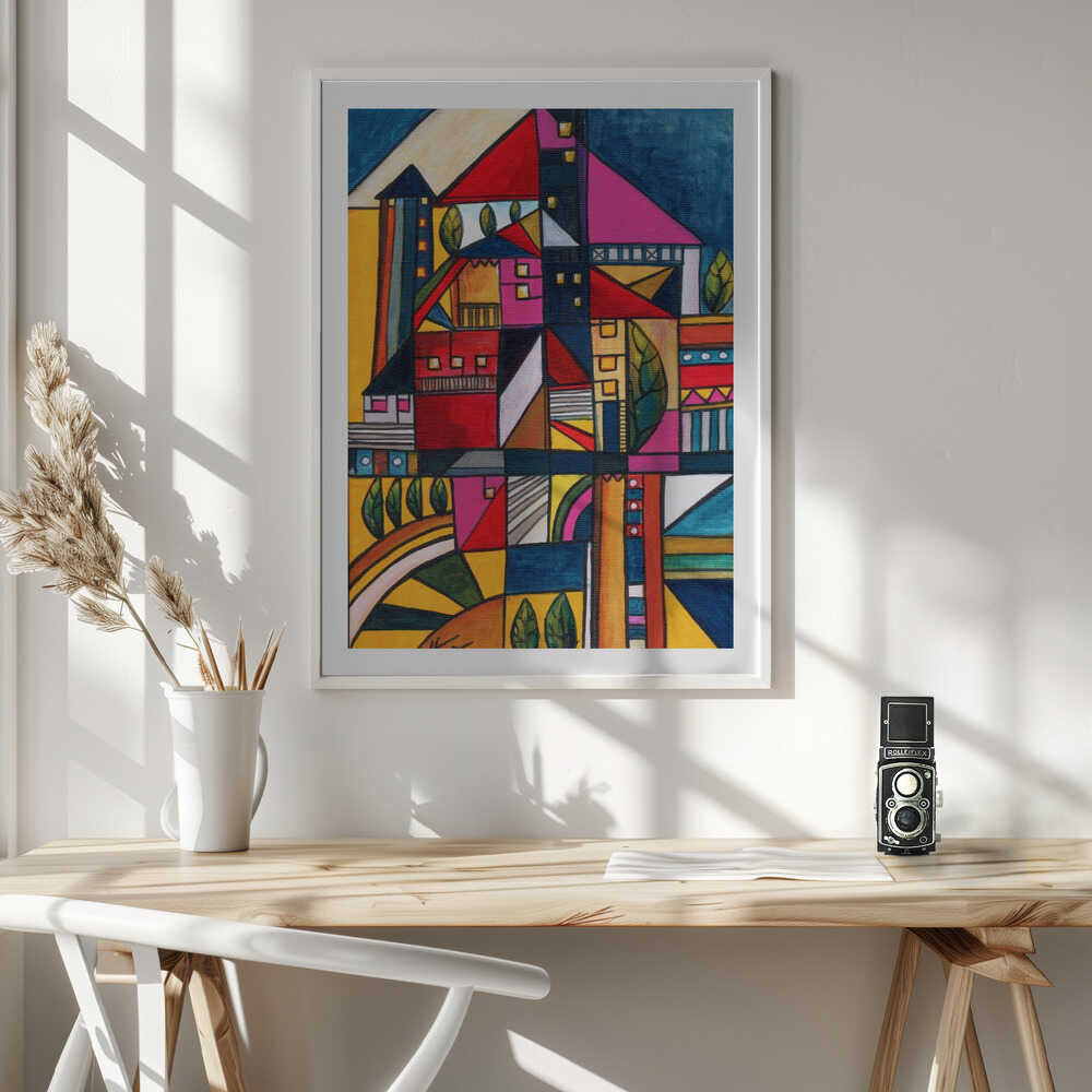 Vibrant Geometric Town, arte de Aniko Hencz