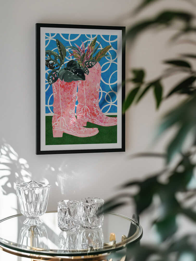Pink Boots Green Plants, arte de Uma Gokhale