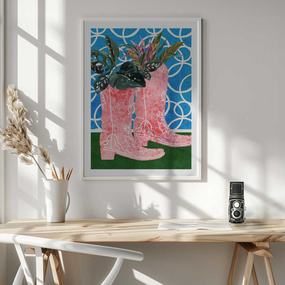 Pink Boots Green Plants, arte de Uma Gokhale