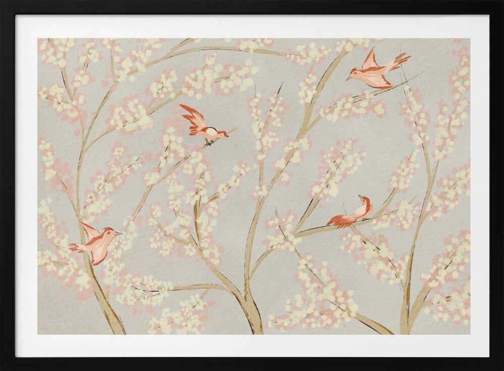 Pink Birds Spring Blossoms, arte de Nikita Jariwala