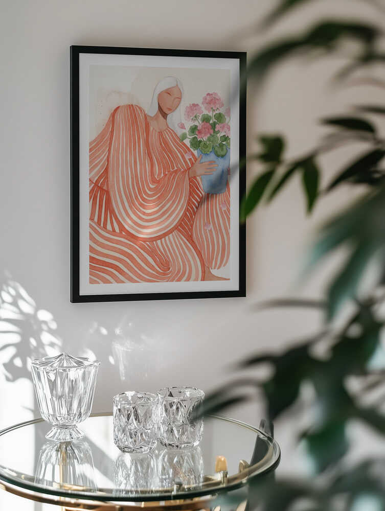 Serene Woman Pink Flowers, arte de Essa Van Reis