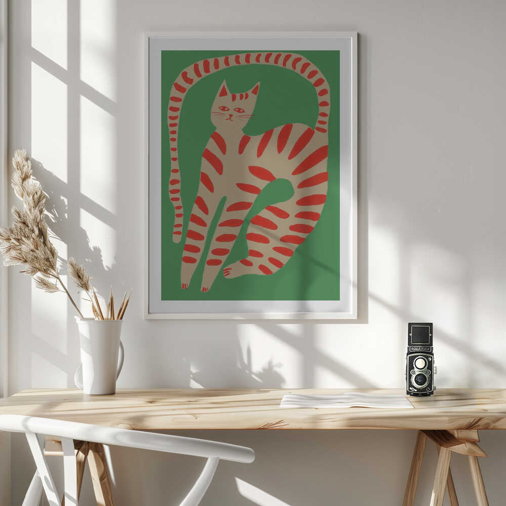 Striped Cat Stretching, arte de The Art Concept