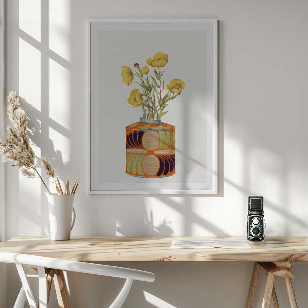 Yellow Flowers Orange Vase, arte de Wild Violets