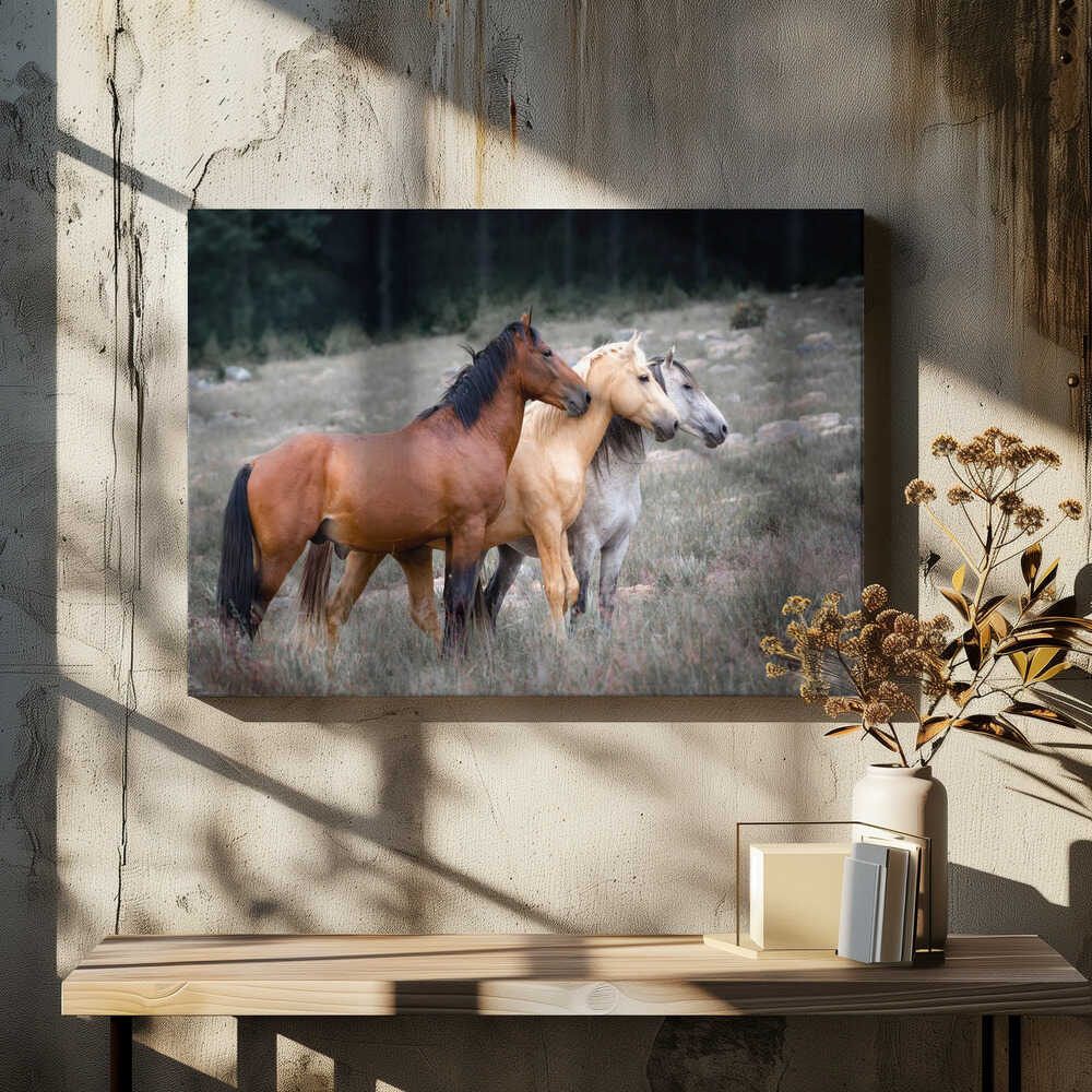 Three Wild Horses, arte de Linda Louw