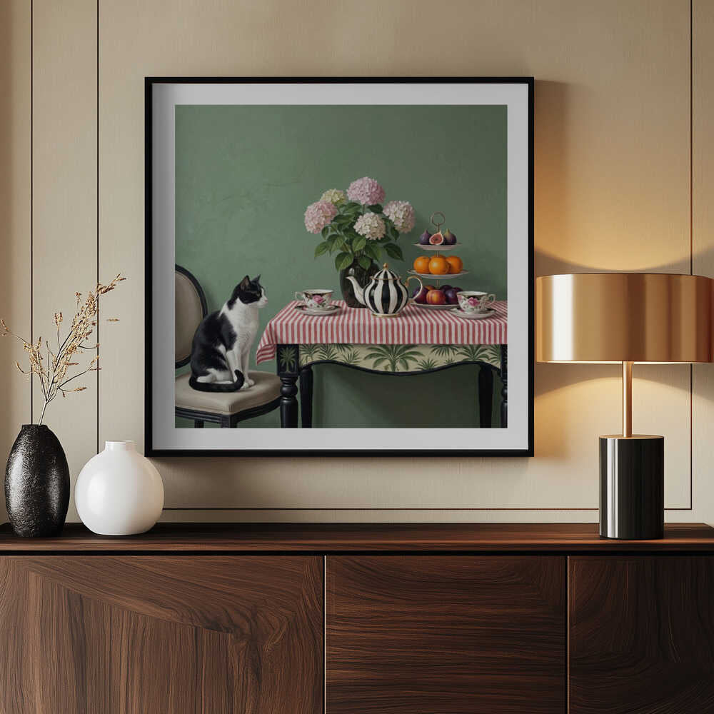 Cat's Tea Party, arte de Marja van den Hurk