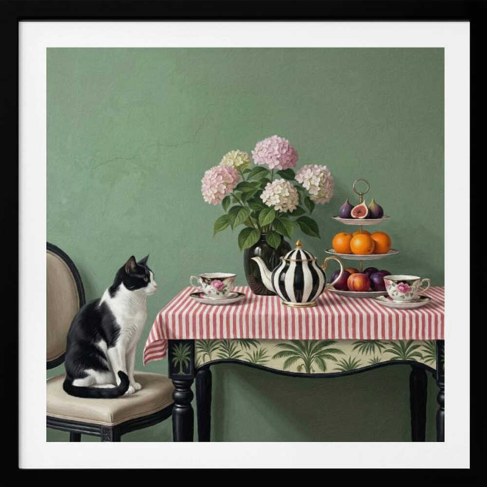 Cat's Tea Party, arte de Marja van den Hurk