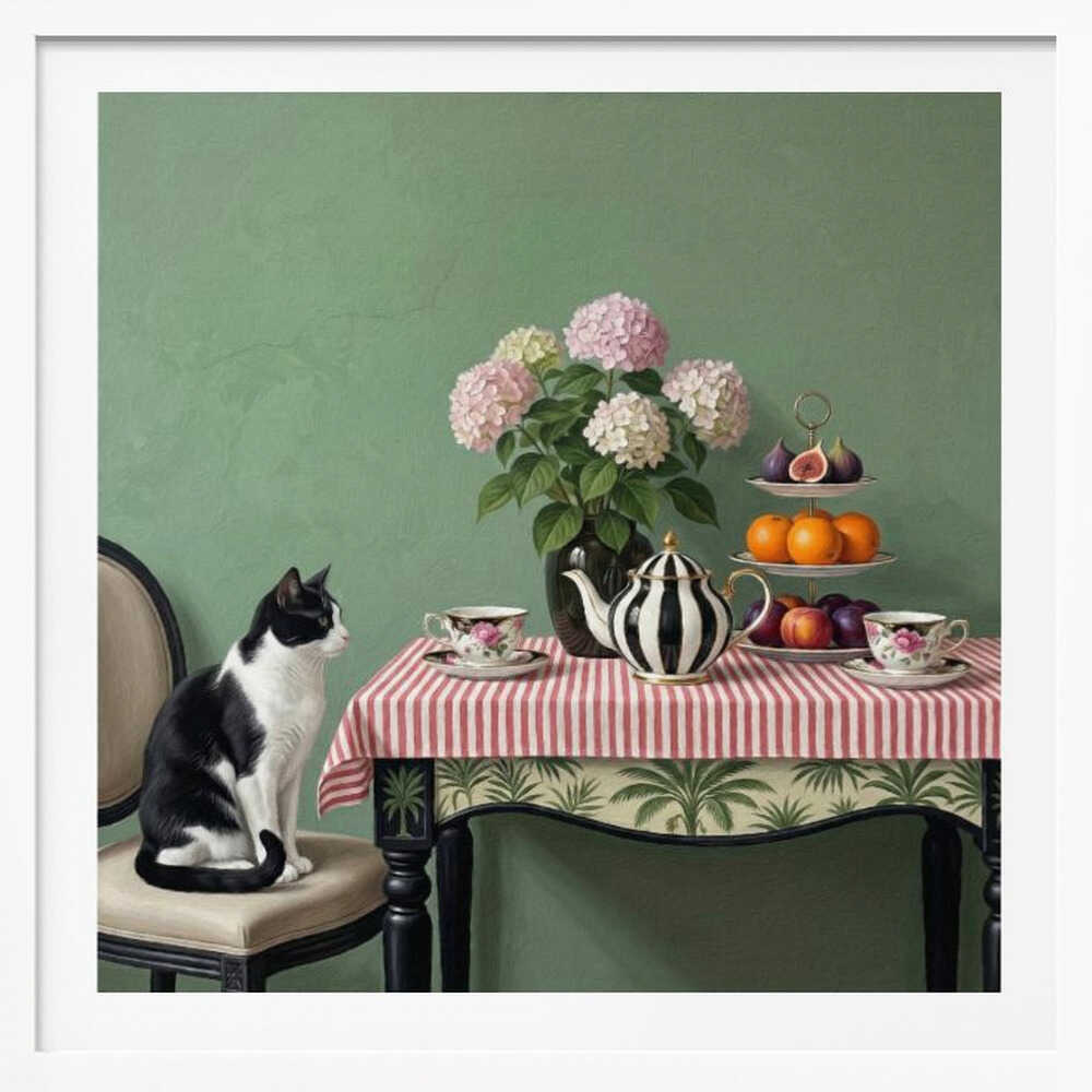 Cat's Tea Party, arte de Marja van den Hurk