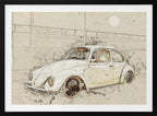 Moonlit Classic Car Sketch, arte de Lembayung senja studio [Vintage Poster]
