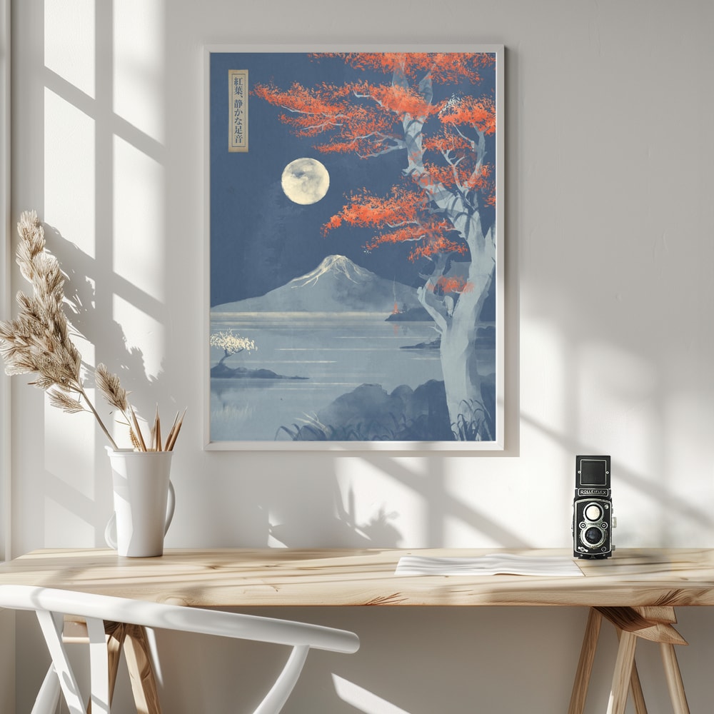 Autumn Moon Over Fuji