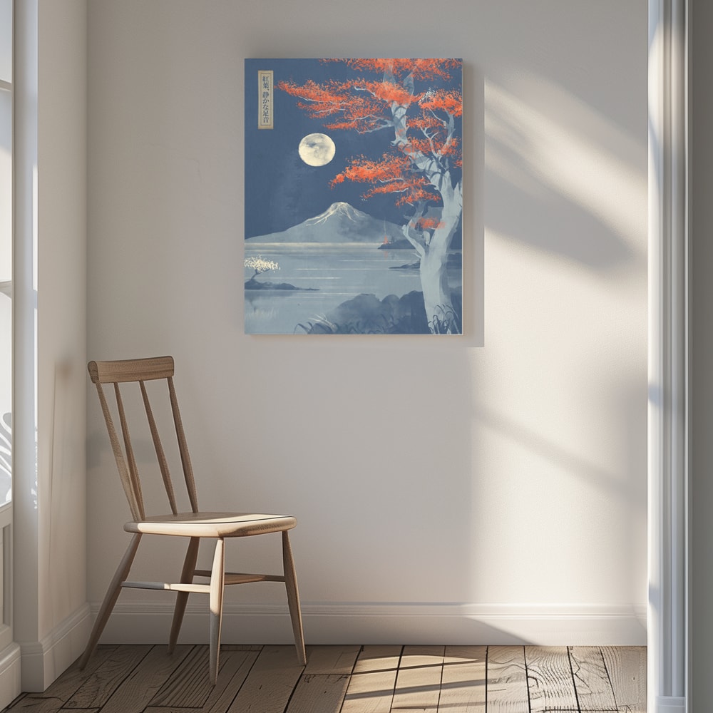 Autumn Moon Over Fuji