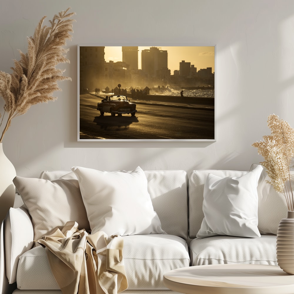 Vintage Convertible City Sunset