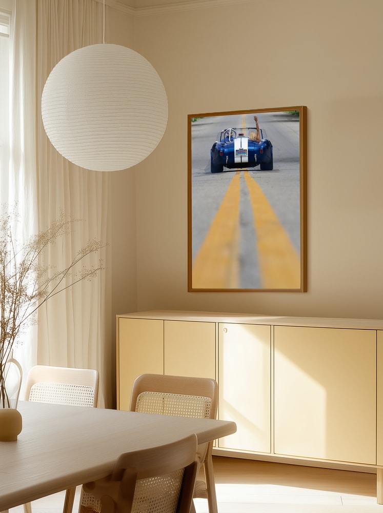 Blue Roadster Waving Drive