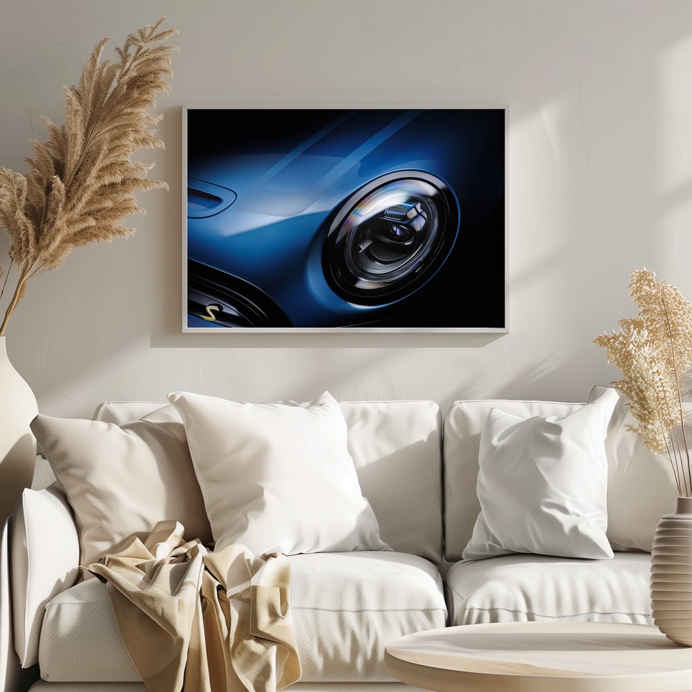 Sleek Blue Car Headlight