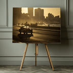 Vintage Convertible City Sunset