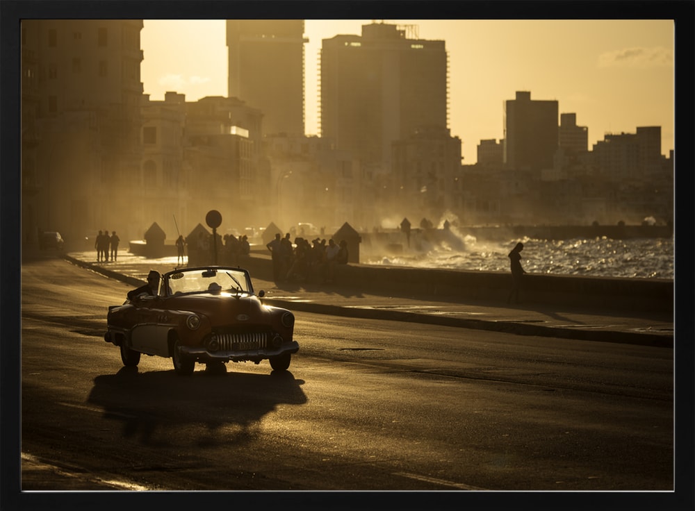 Vintage Convertible City Sunset