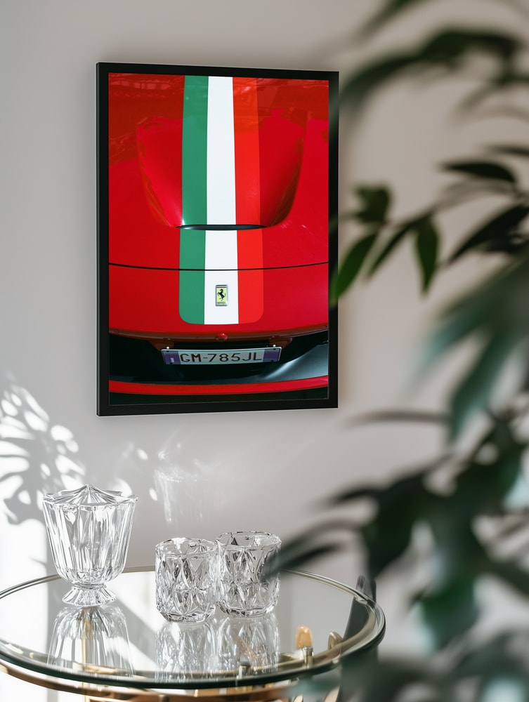 Red Sportscar Racing Stripes