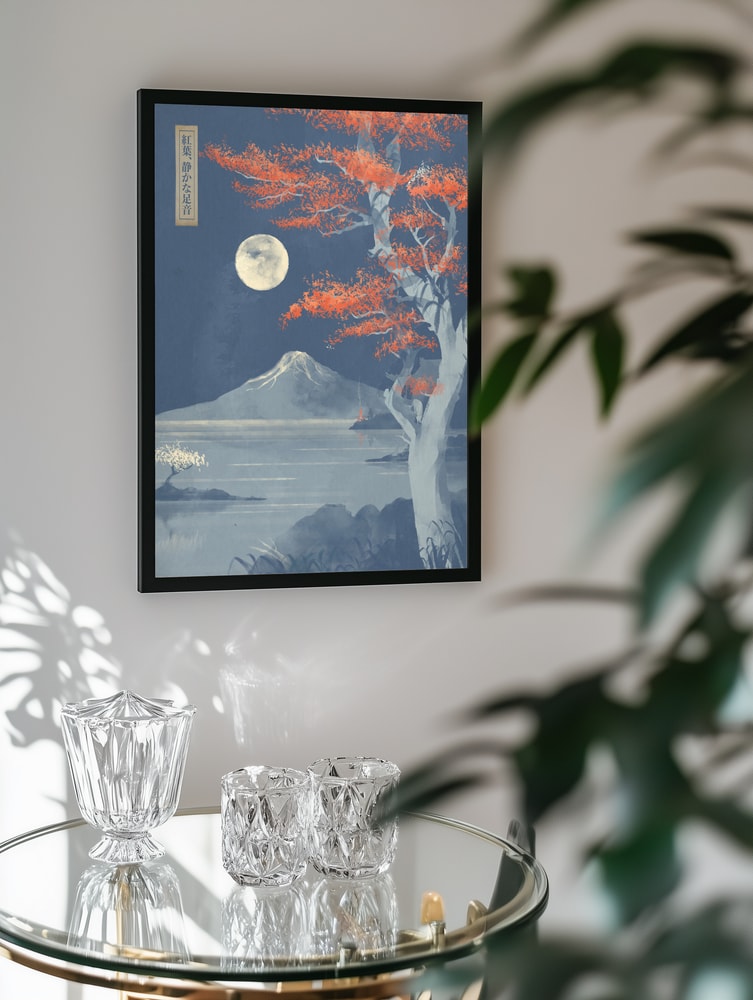 Autumn Moon Over Fuji