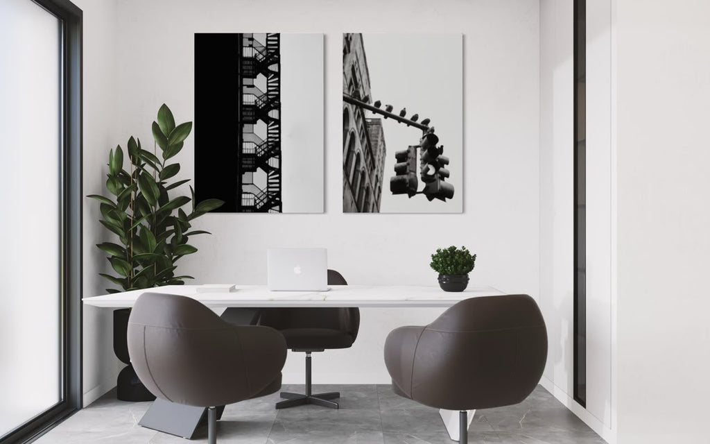 Ciudad en Blanco y Negro · Dúo — marco Canvas