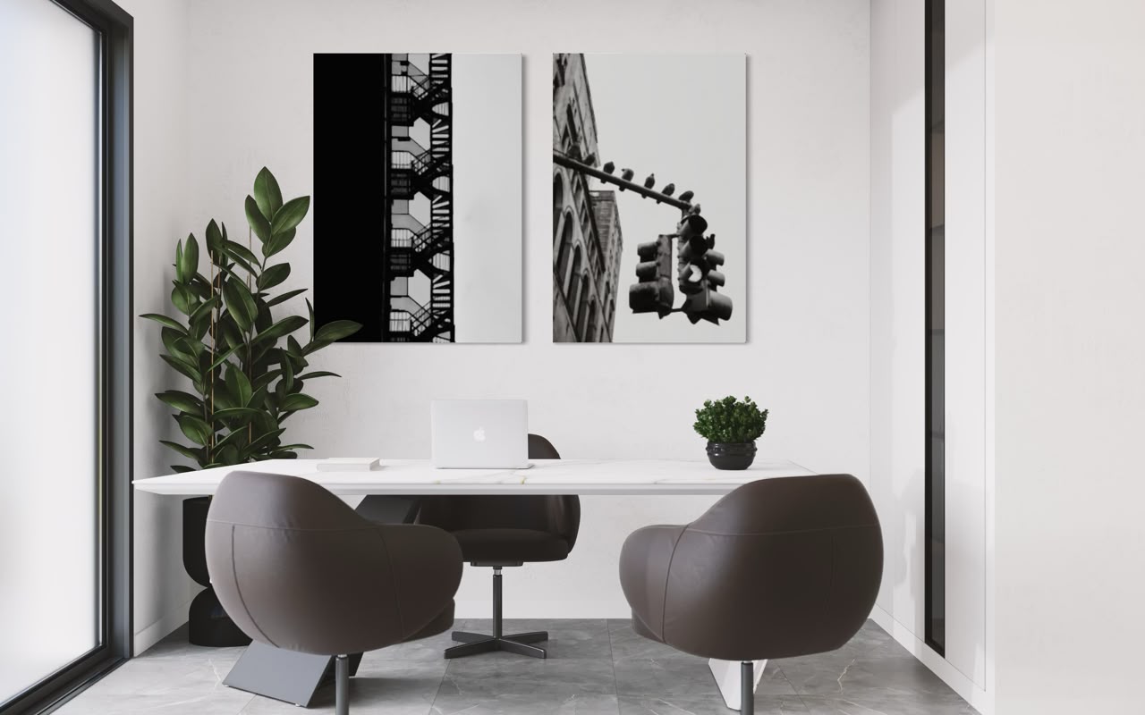 Ciudad en Blanco y Negro · Dúo — marco Canvas