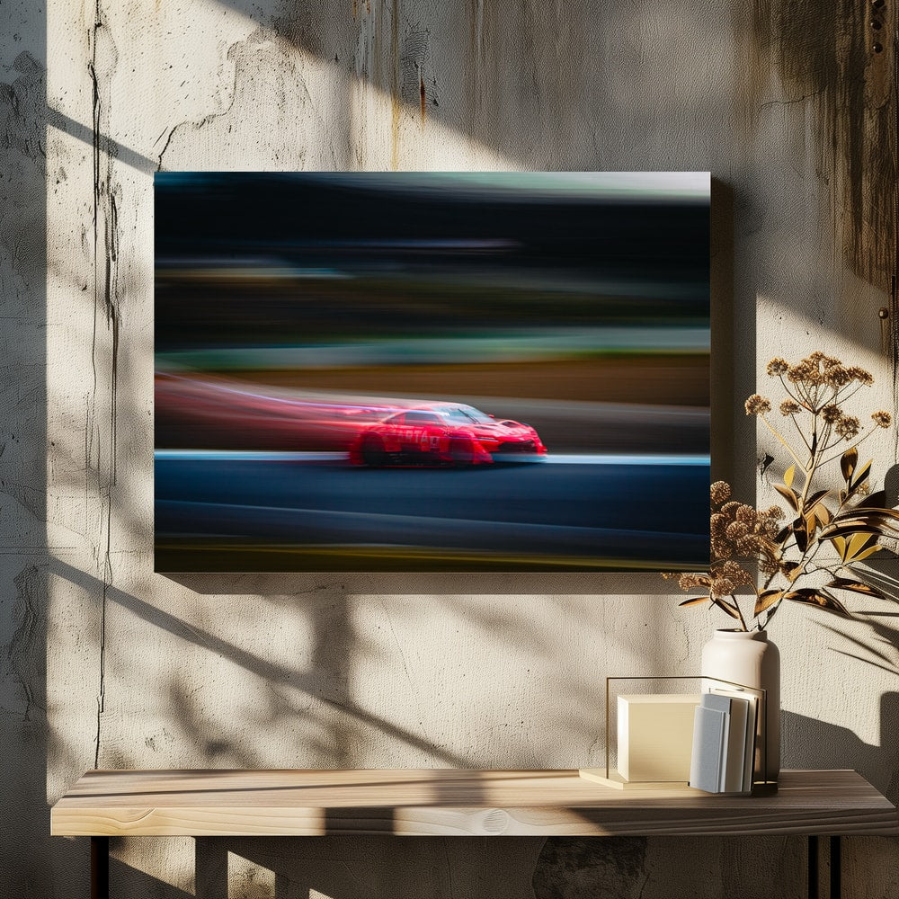 Speeding Red Race Car