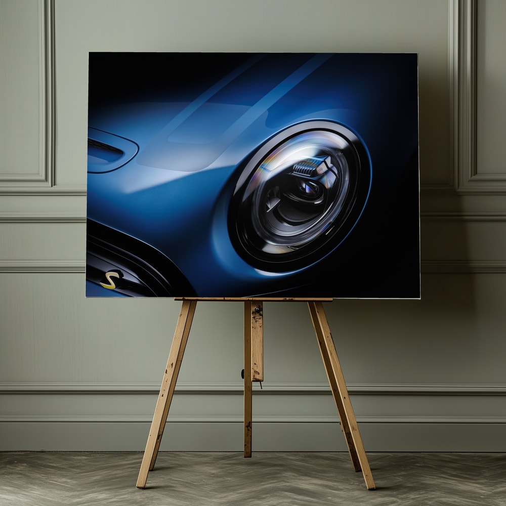 Sleek Blue Car Headlight