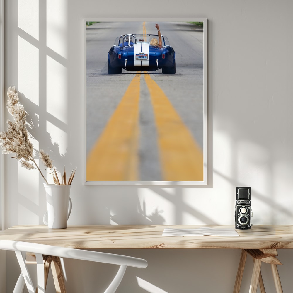 Blue Roadster Waving Drive