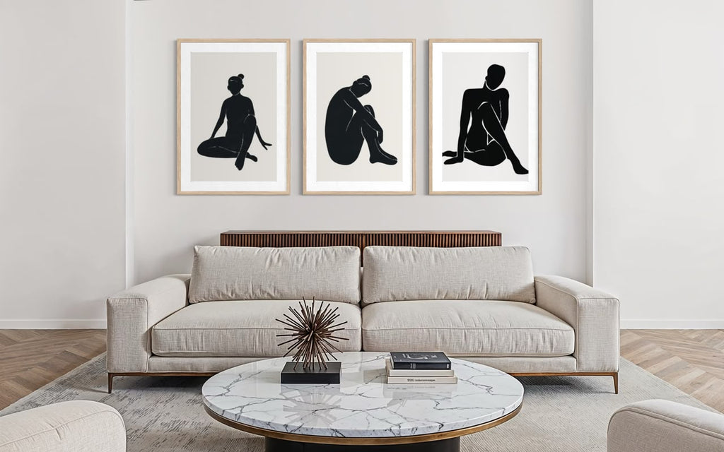 Figuras en Tinta · Trío — marco madera