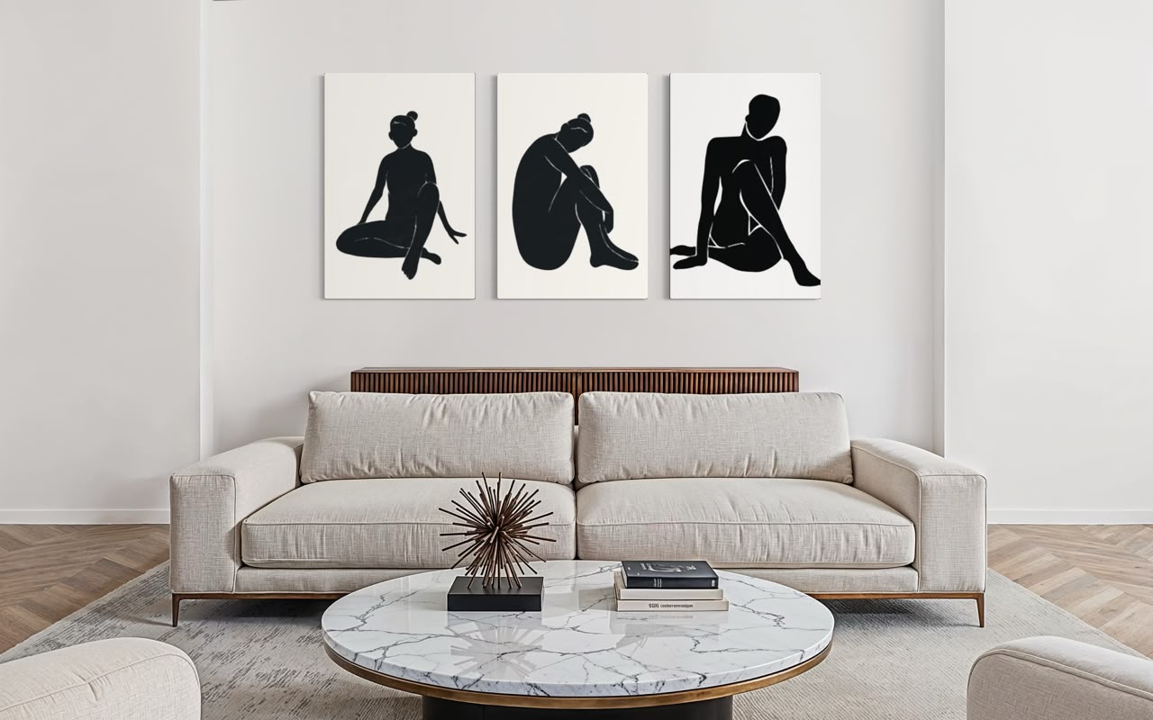 Figuras en Tinta · Trío — marco Canvas