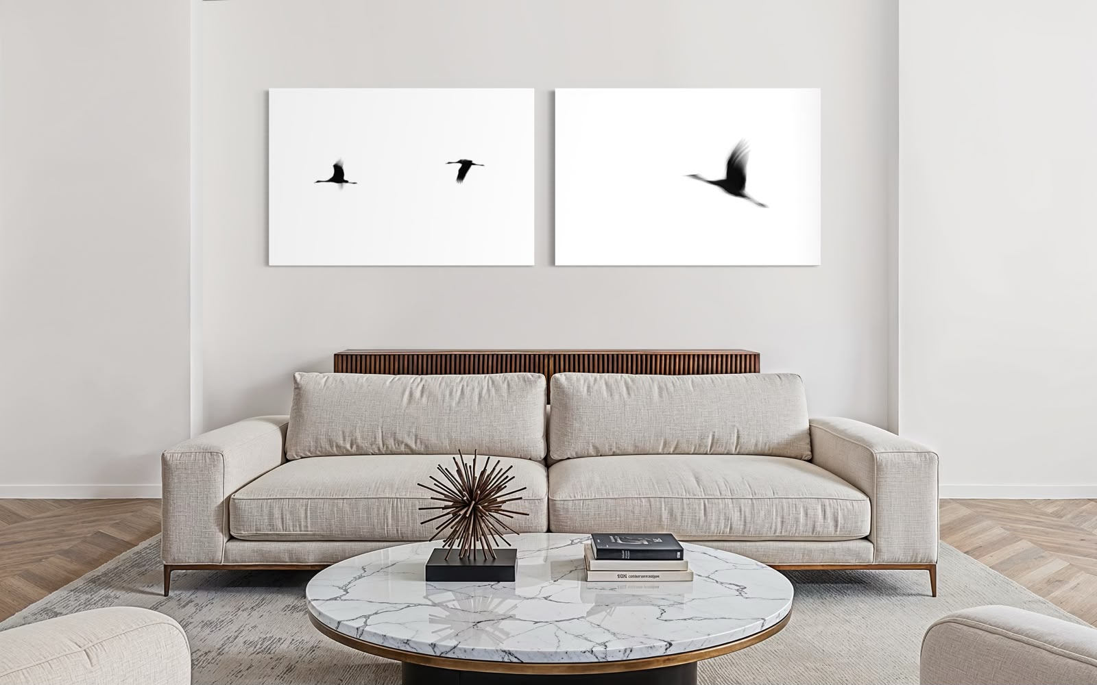 Vuelo de Grullas · Dúo — marco Canvas