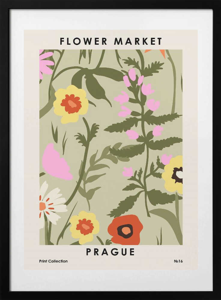 Flower Market Prague, arte de NKTN con marco