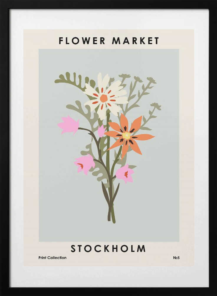 Flower Market Stockholm, arte de NKTN con marco