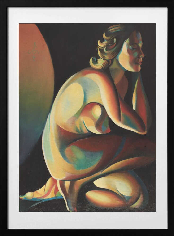 Vibrant Nude Figure, arte de Corné Akkers con marco