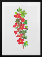 Red Blossoms Green Leaves, arte de Kata Botanical con marco