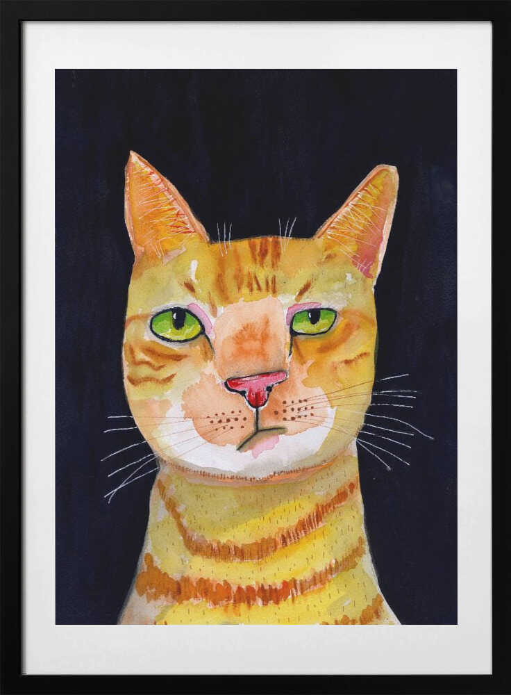 Expressive Orange Tabby, arte de Sharyn Bursic con marco