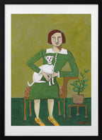 Woman with Her White Dog, arte de Sharyn Bursic con marco