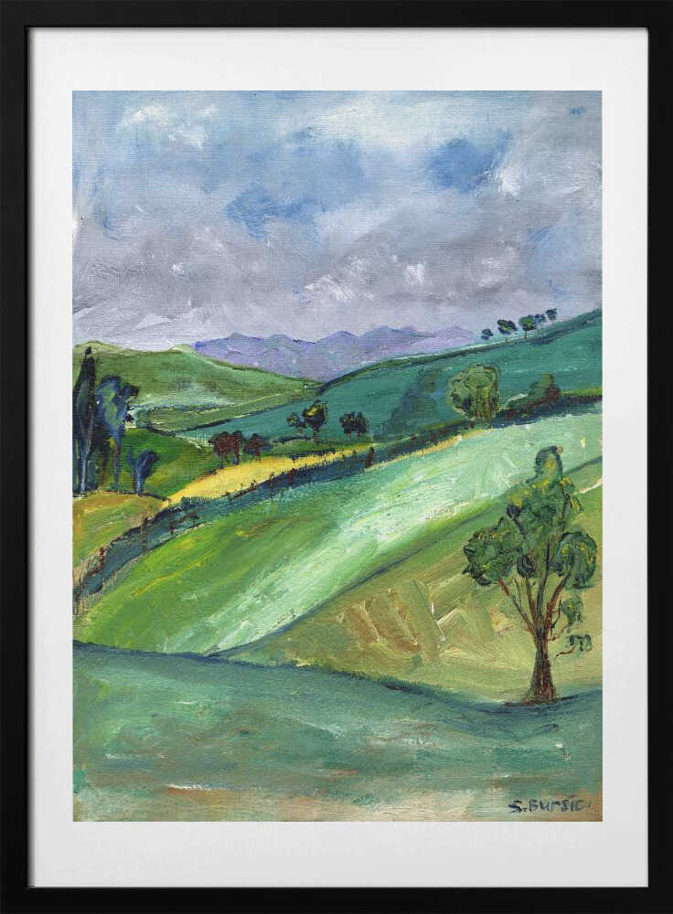 Rolling Green Hills, arte de Sharyn Bursic con marco