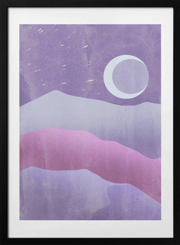 Purple Mountain Moon, arte de Fadil Roze con marco