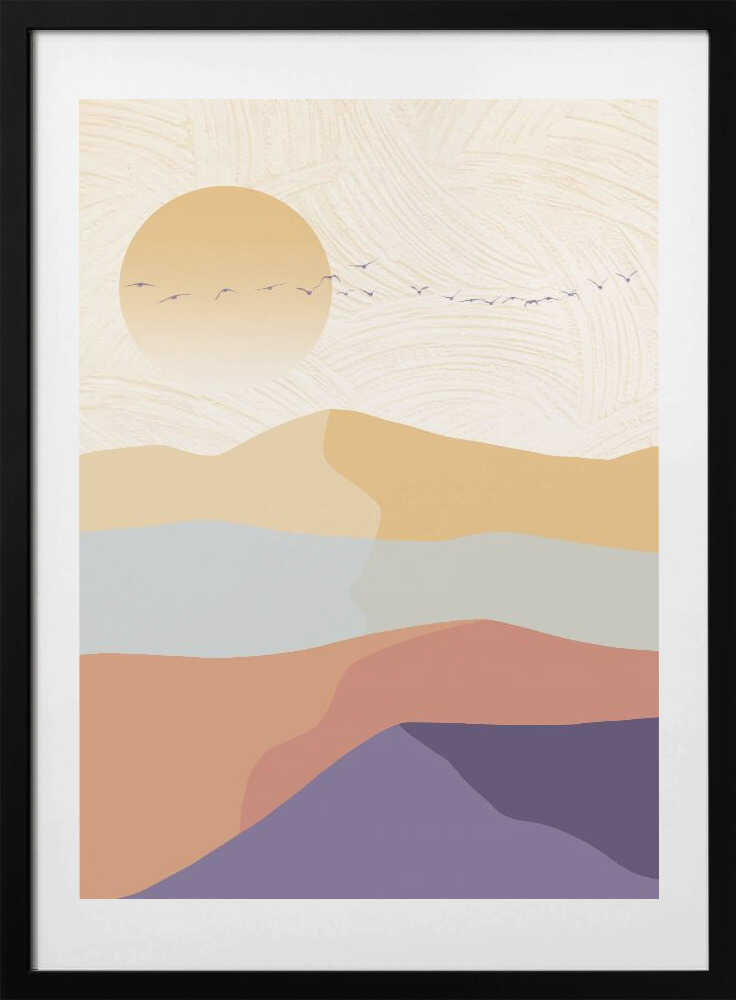 Serene Desert Horizon, arte de Fadil Roze con marco