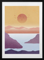 Desert Lake Sunset Birds, arte de Fadil Roze con marco