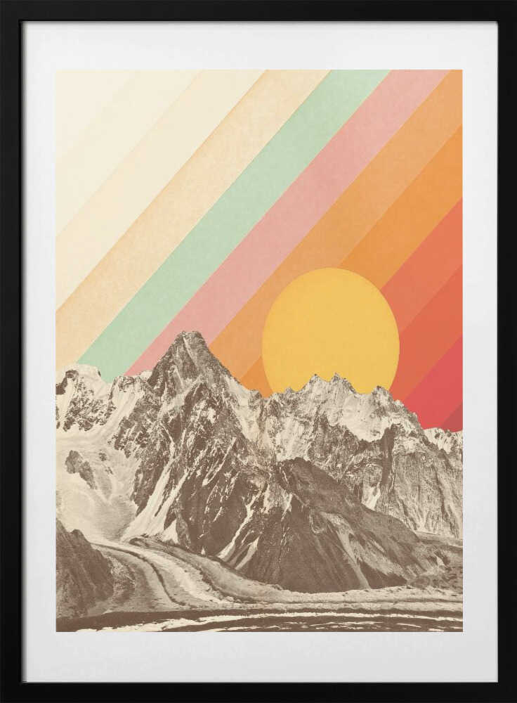 Retro Mountain Sunset, arte de Florent Bodart con marco