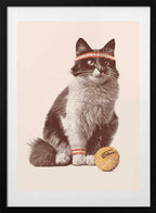 Retro Tennis Cat, arte de Florent Bodart con marco