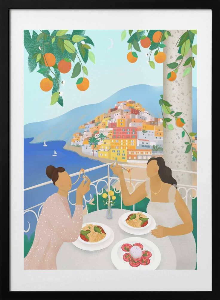 Girls in Positano, arte de Petra Lizde con marco