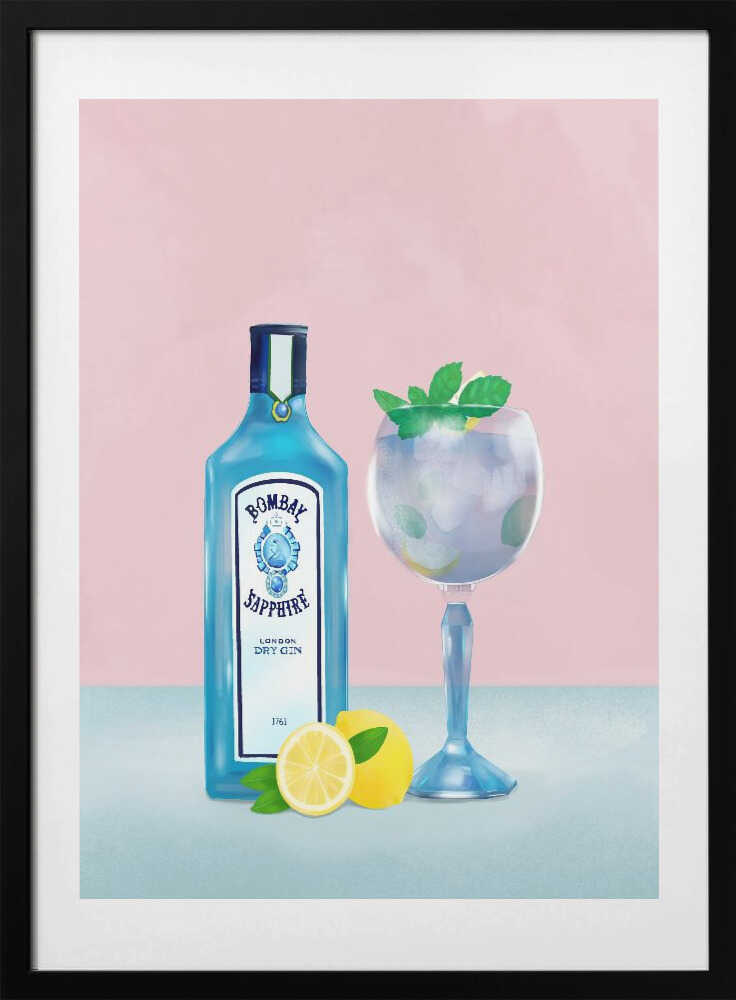Gin Cocktail, arte de Petra Lizde con marco