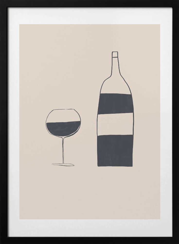 Minimalist Wine Still Life, arte de Ivy Green Illustrations con marco