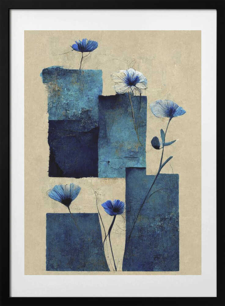 Blue Blossoms, arte de Treechild con marco