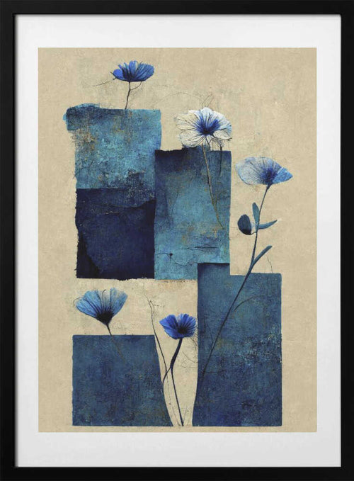 Blue Blossoms, arte de Treechild con marco
