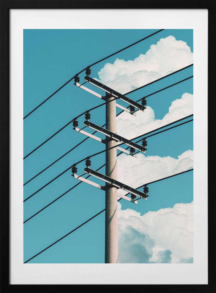 Blue Sky Wires, arte de Ariz Rab con marco